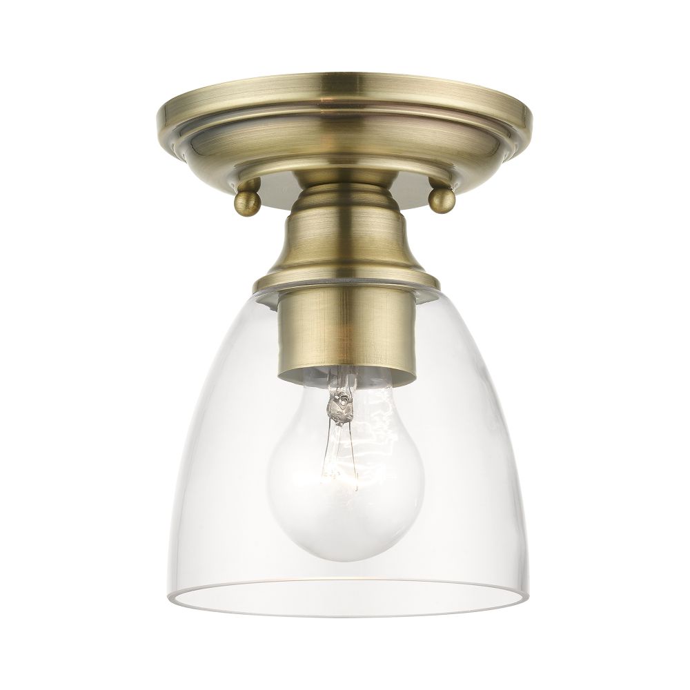Livex Lighting 46331-01 1 Light Antique Brass Petite Semi-Flush