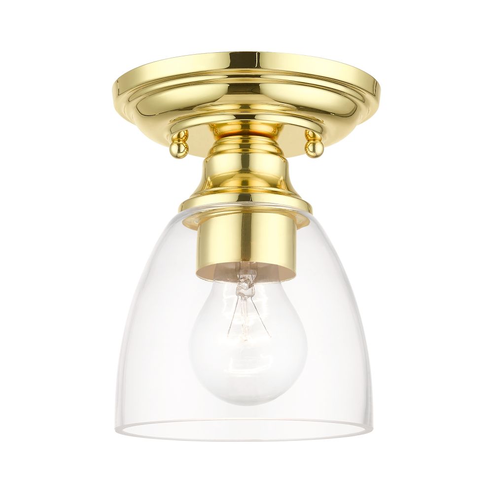 Livex Lighting 46331-02 1 Light Polished Brass Petite Semi-Flush
