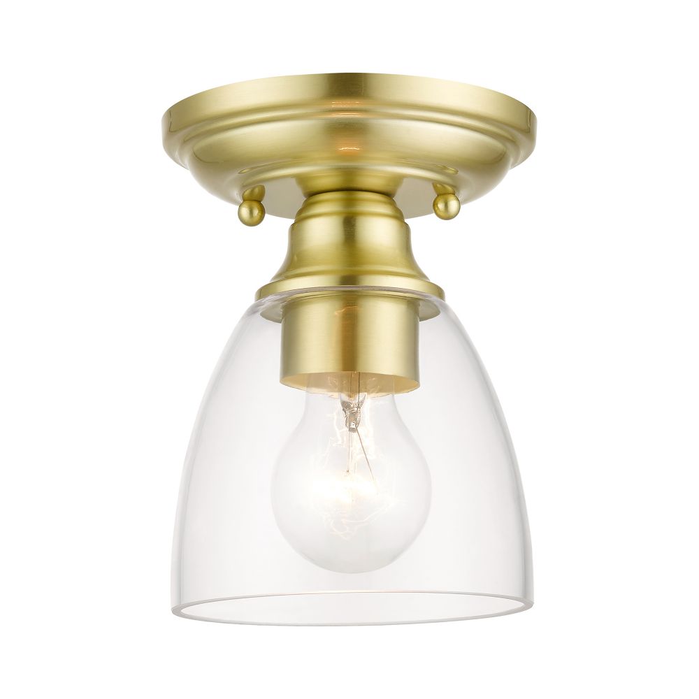 Livex Lighting 46331-12 1 Light Satin Brass Petite Semi-Flush