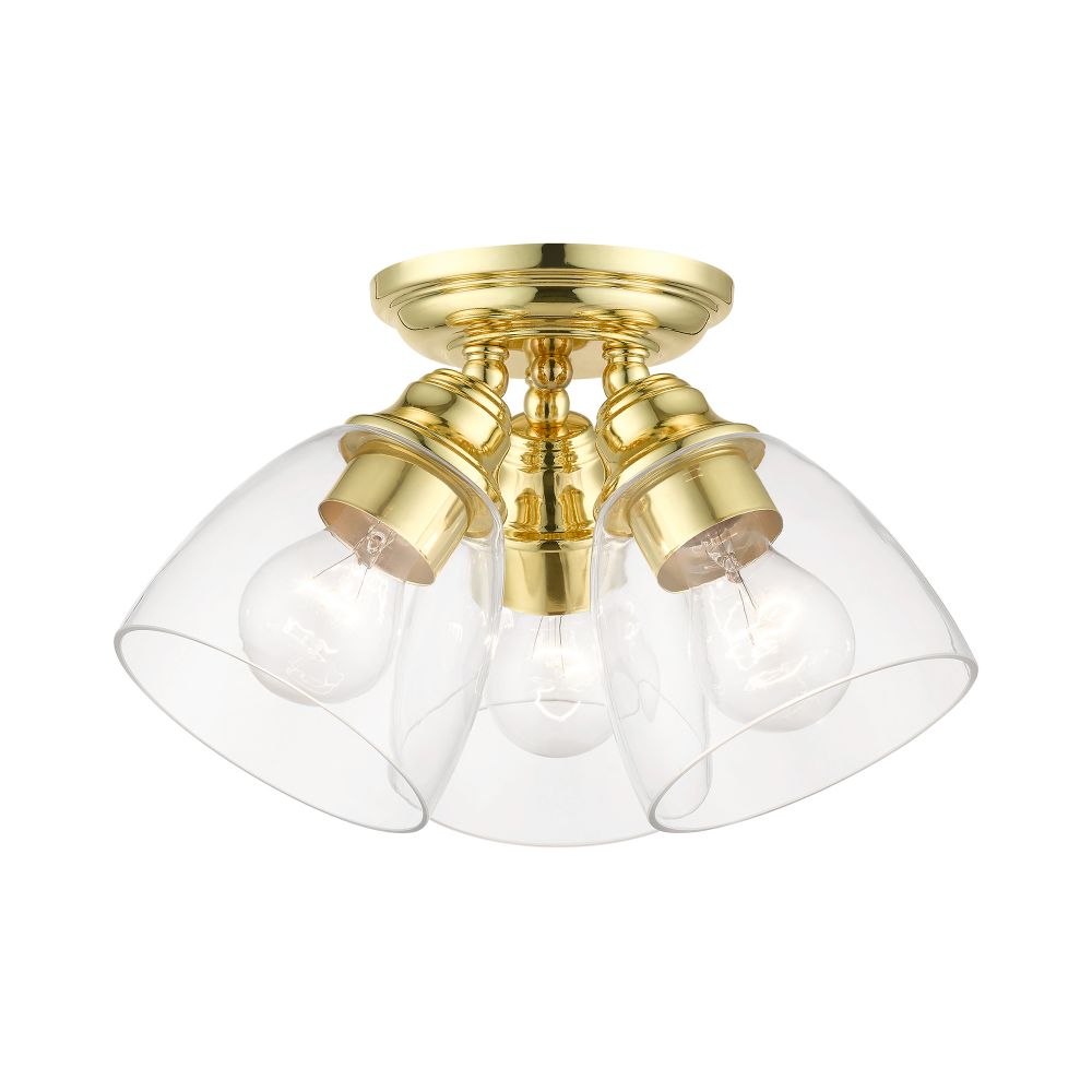 Livex Lighting 46339-02 3 Light Polished Brass Semi-Flush