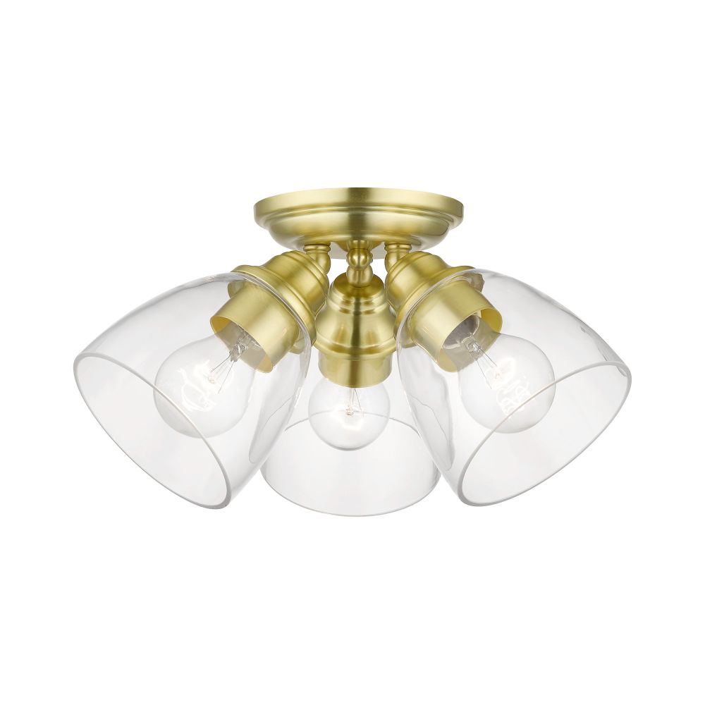 Livex Lighting 46339-12 3 Light Satin Brass Semi-Flush