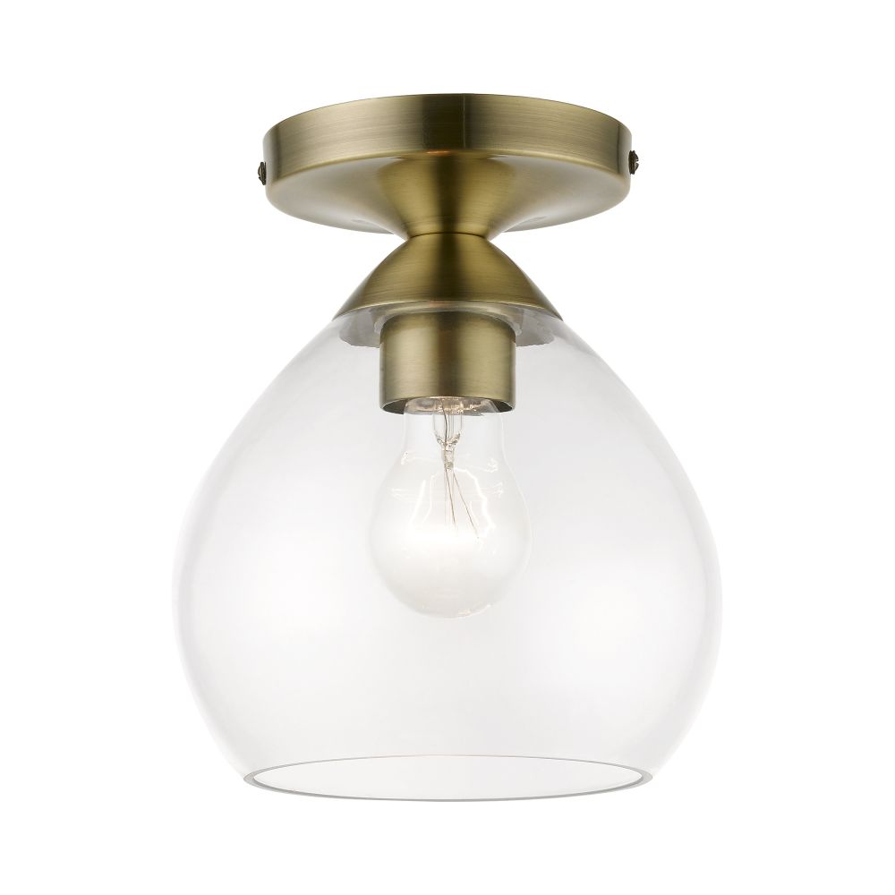 Livex Lighting 46500-01 1 Light Antique Brass Semi-Flush