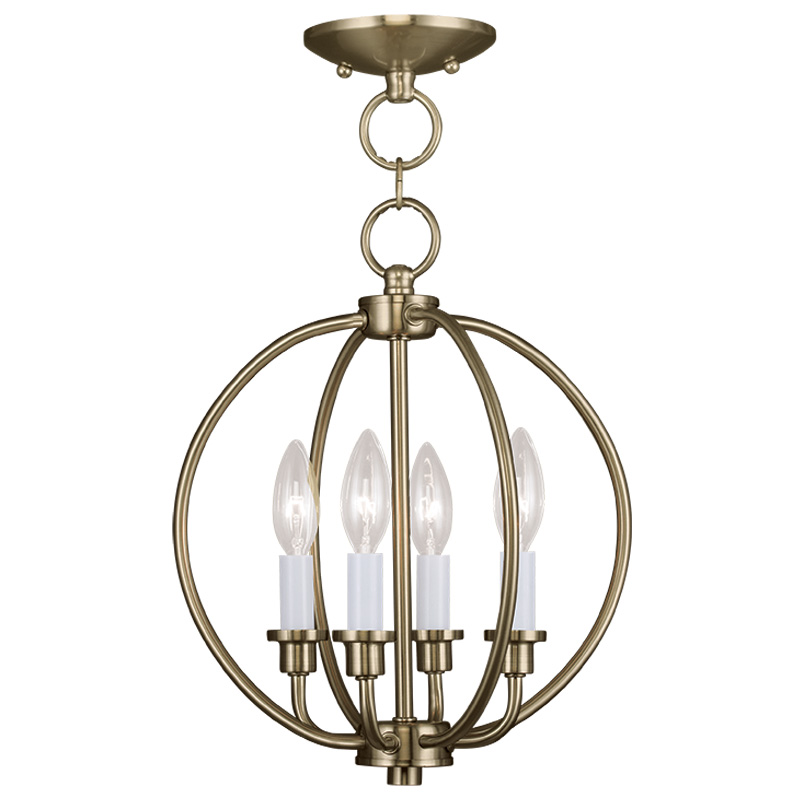 Livex Lighting 4664-01 Milania Convertible:Chain Hang/Ceiling Mount in Antique Brass