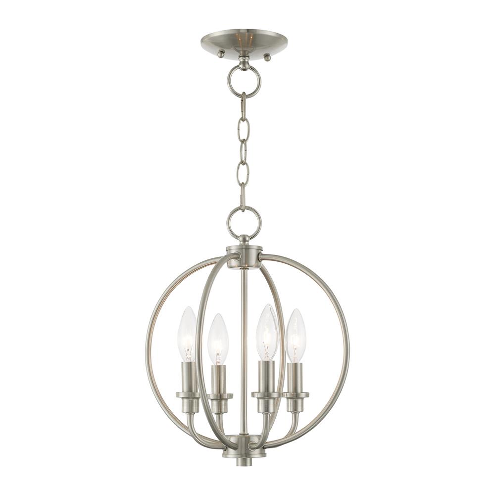 Livex Lighting 4664-91 Milania Convertible:Chain Hang/Ceiling Mount in Brushed Nickel