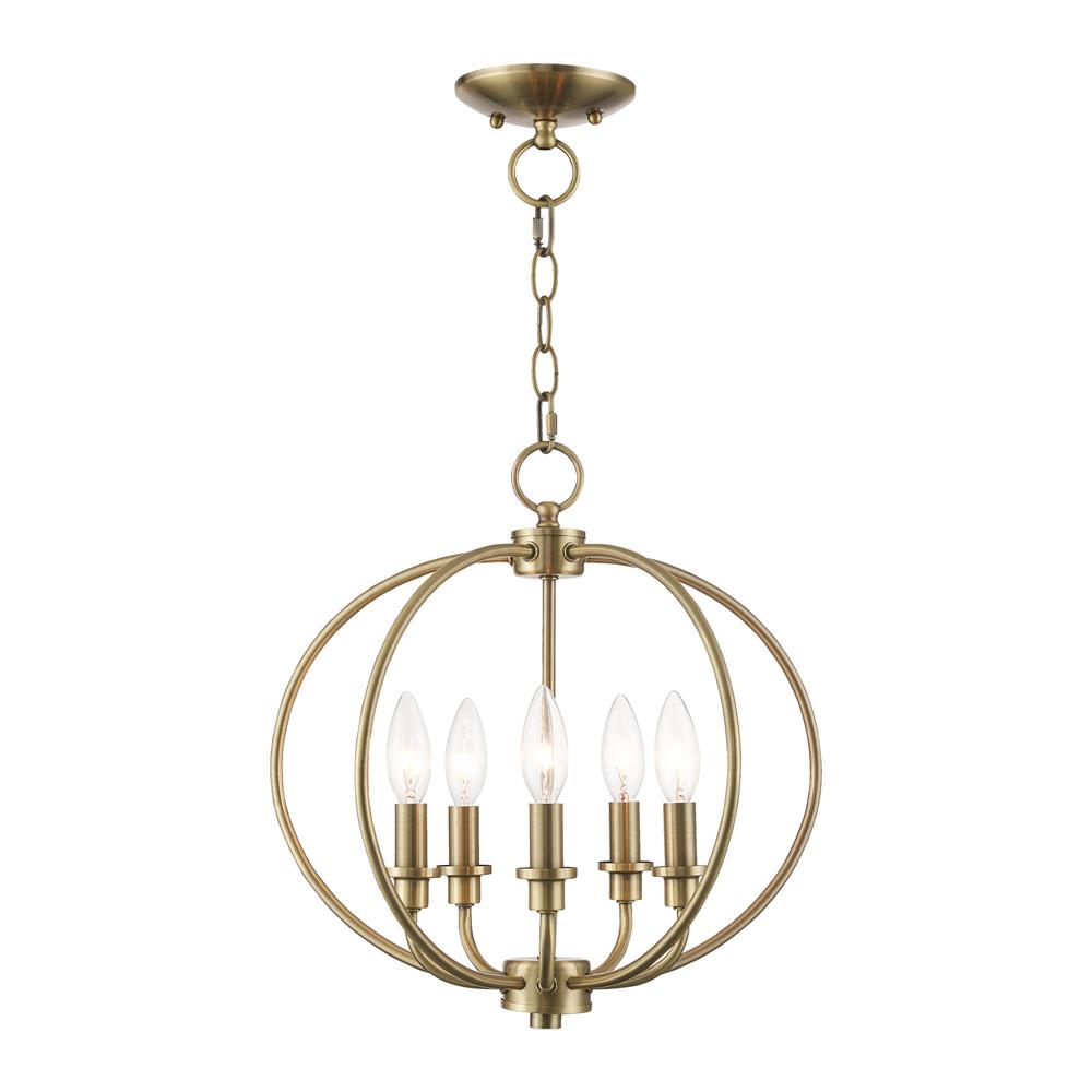 Livex Lighting 4665-01 Milania Convertible:Chain Hang/Ceiling Mount in Antique Brass