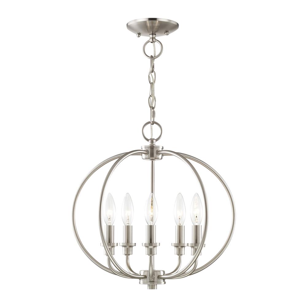 Livex Lighting 4665-91 Milania Convertible:Chain Hang/Ceiling Mount in Brushed Nickel