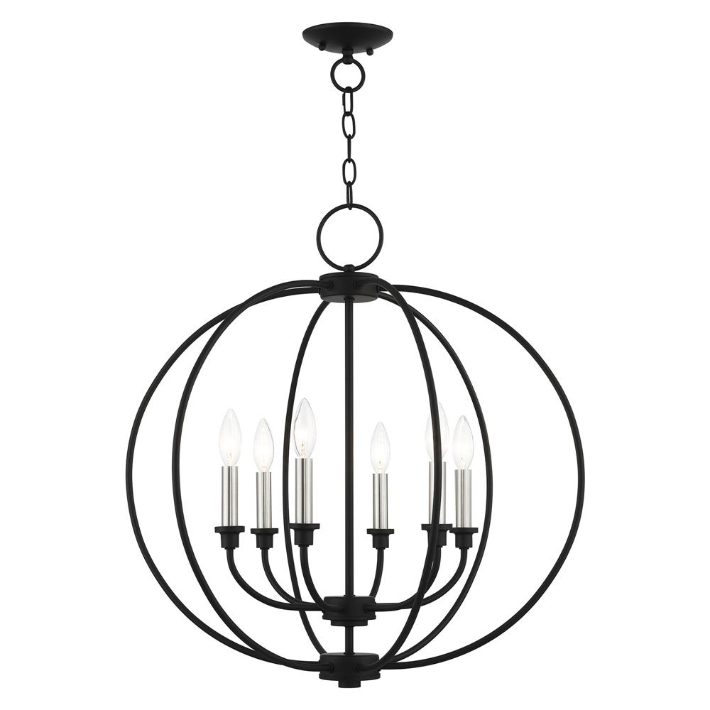 Livex Lighting 4666-04 Milania Chandelier in Black with Brushed Nickel Accents