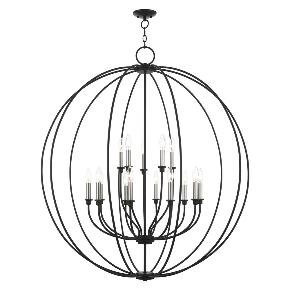 Livex Lighting 46690-04 Milania Chandelier in Black with Brushed Nickel Accents