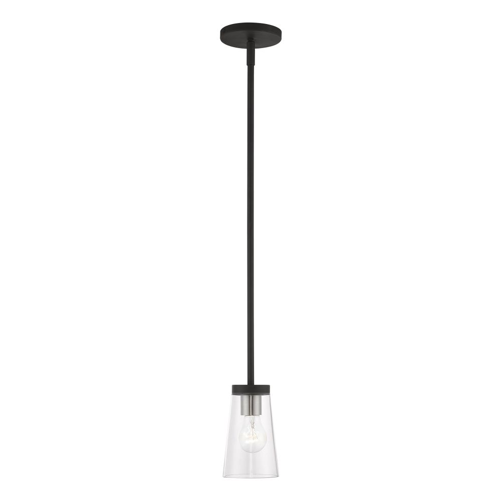 Livex Lighting 46717-04 1 Light Black with Brushed Nickel Accents Mini Pendant
