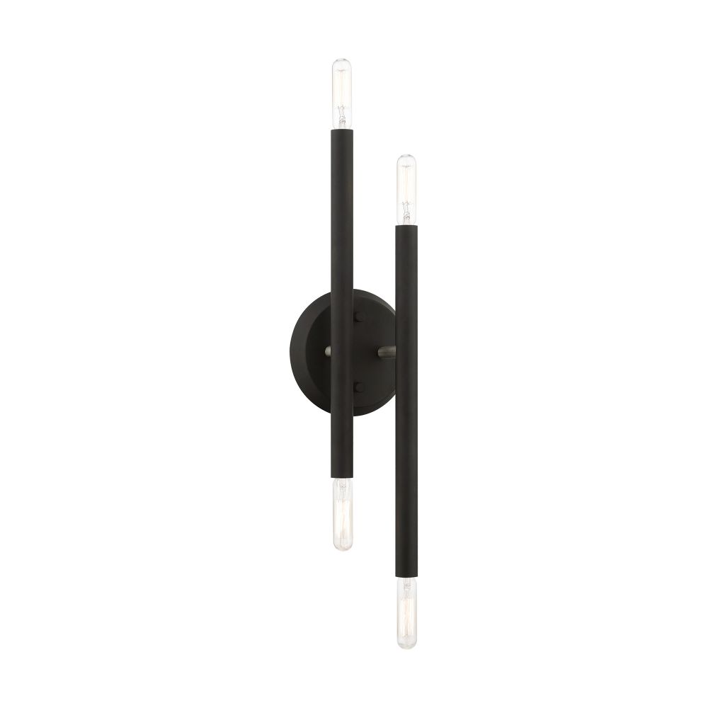 Livex Lighting 46771-04 4 Light Black with Brushed Nickel Accents ADA Sconce