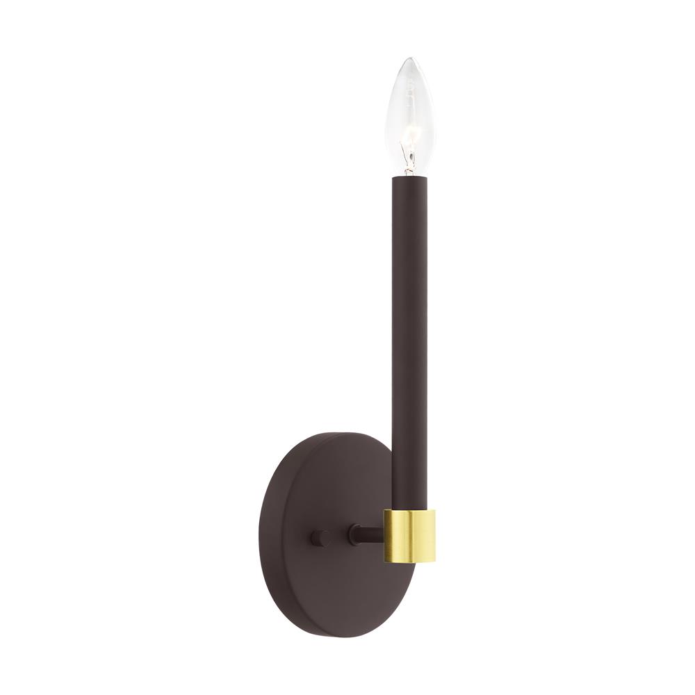 Livex Lighting 46881-07 Karlstad Sconce in Bronze with Satin Brass Accents