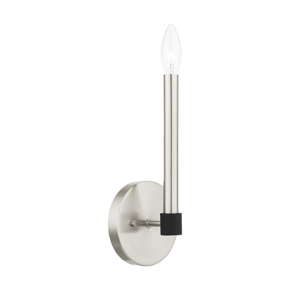 Livex Lighting 46881-91 Karlstad Sconce in Brushed Nickel with Black Accents