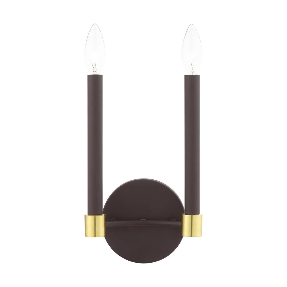 Livex Lighting 46882-07 Karlstad Sconce in Bronze with Satin Brass Accents