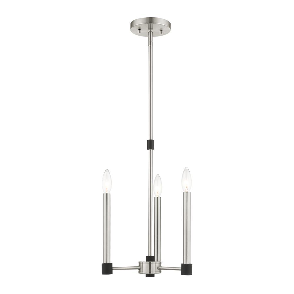 Livex Lighting 46883-91 Karlstad Chandelier in Brushed Nickel with Black Accents