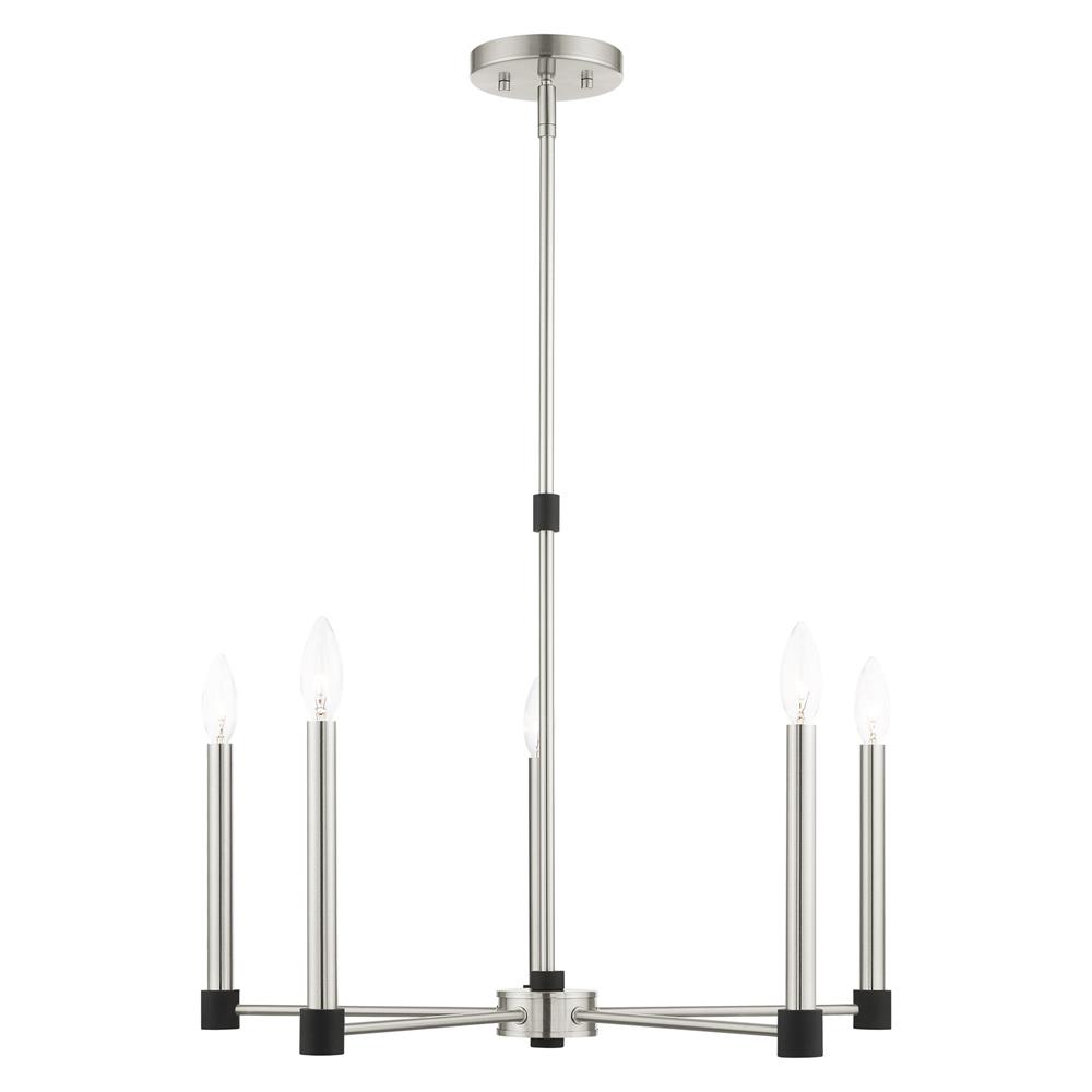 Livex Lighting 46885-91 Karlstad Chandelier in Brushed Nickel with Black Accents