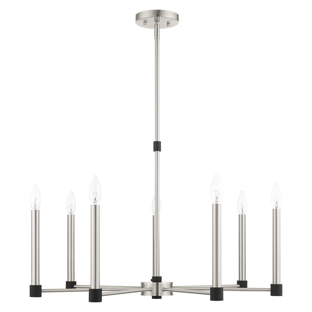 Livex Lighting 46887-91 Karlstad Chandelier in Brushed Nickel with Black Accents