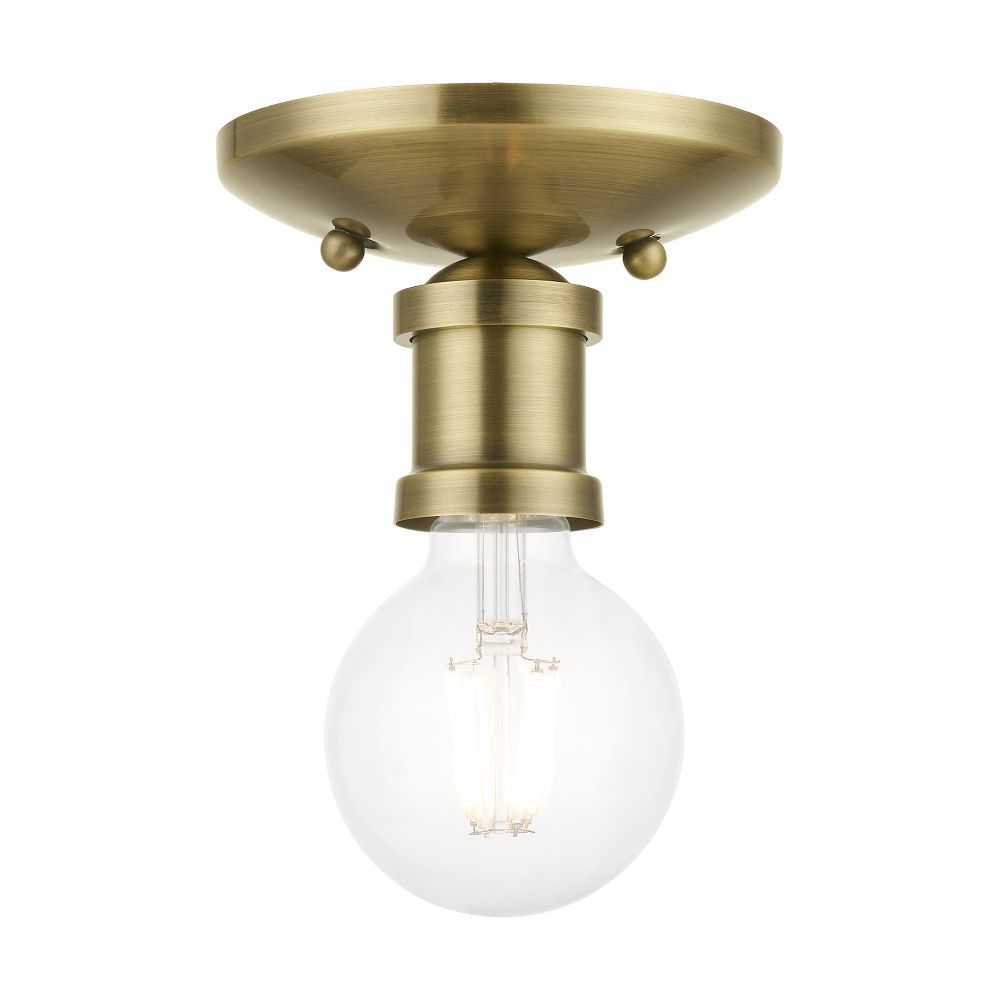 Livex Lighting 47160-01 1 Light Antique Brass Single Flush Mount