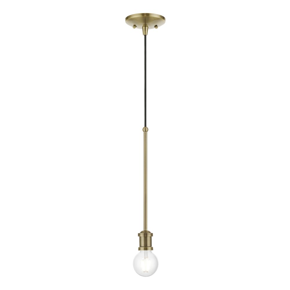 Livex Lighting 47161-01 1 Light Antique Brass Single Pendant