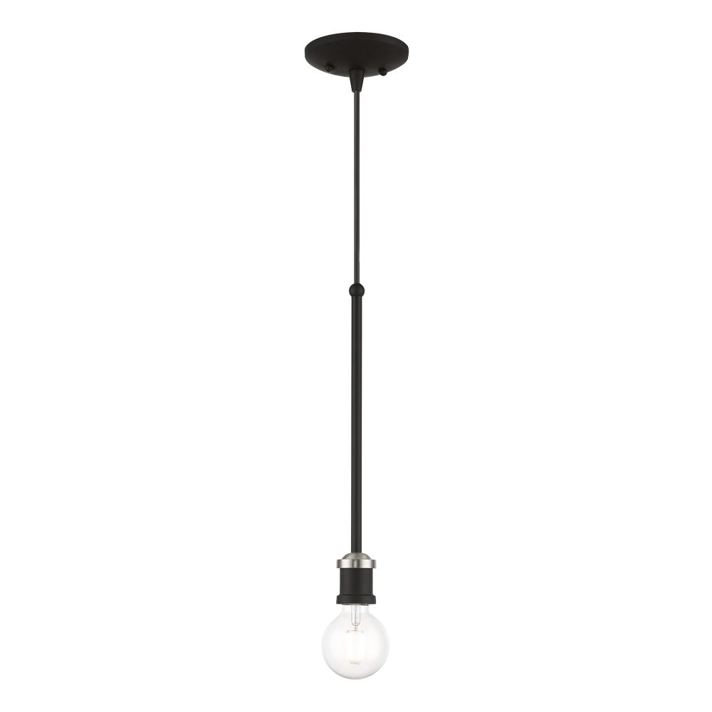 Livex Lighting 47161-04 1 Light Black with Brushed Nickel Accents Single Pendant