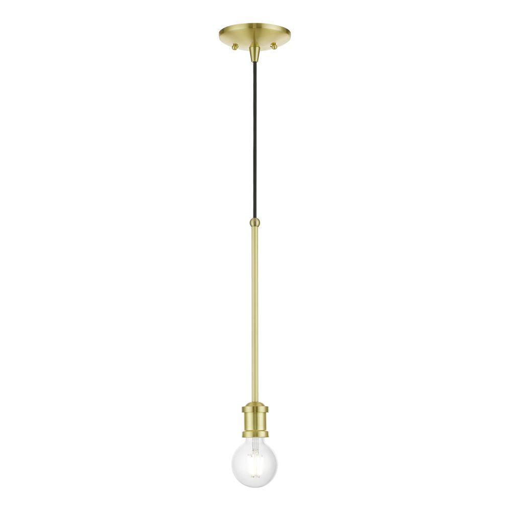 Livex Lighting 47161-12 1 Light Satin Brass Single Pendant