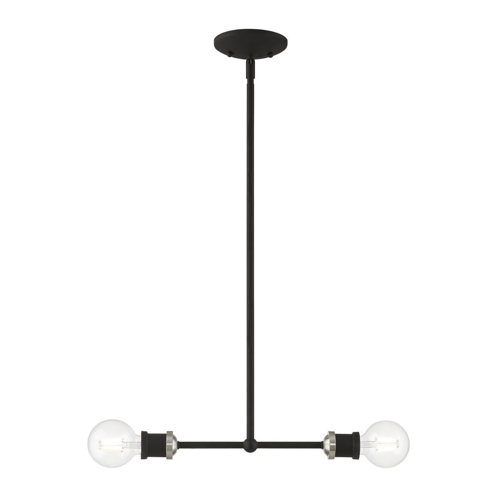 Livex Lighting 47162-04 2 Light Black with Brushed Nickel Accents Linear Chandelier