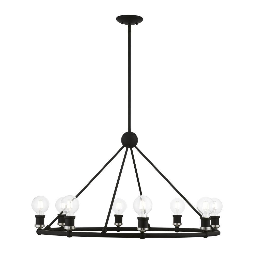 Livex Lighting 47168-04 8 Light Black with Brushed Nickel Accents Chandelier