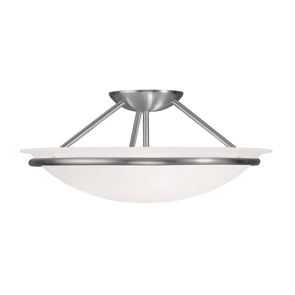 Livex Lighting 4824 Newburgh 7 Inch Tall Semi-Flush Ceiling Fixture with 3 Lights in Brushed Nickel