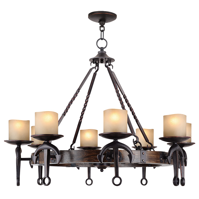 Livex Lighting 4868-67 Cape May Chandelier in Olde Bronze with Vintage Hand Blown Satin Glass