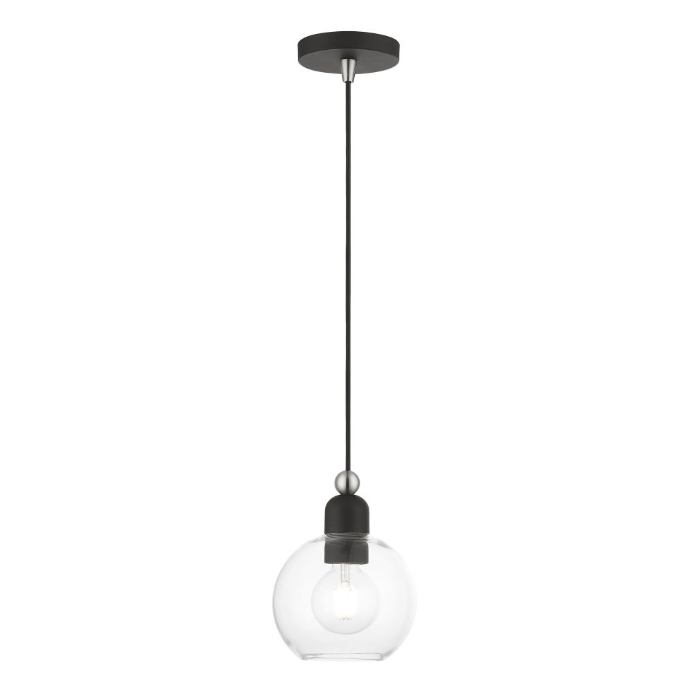 Livex Lighting 48971-04 1 Light Black with Brushed Nickel Accents Sphere Mini Pendant
