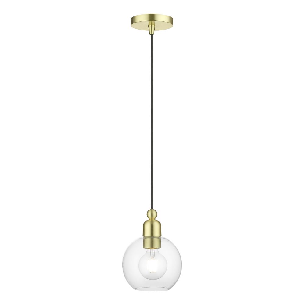 Livex Lighting 48971-12 1 Light Satin Brass Sphere Mini Pendant
