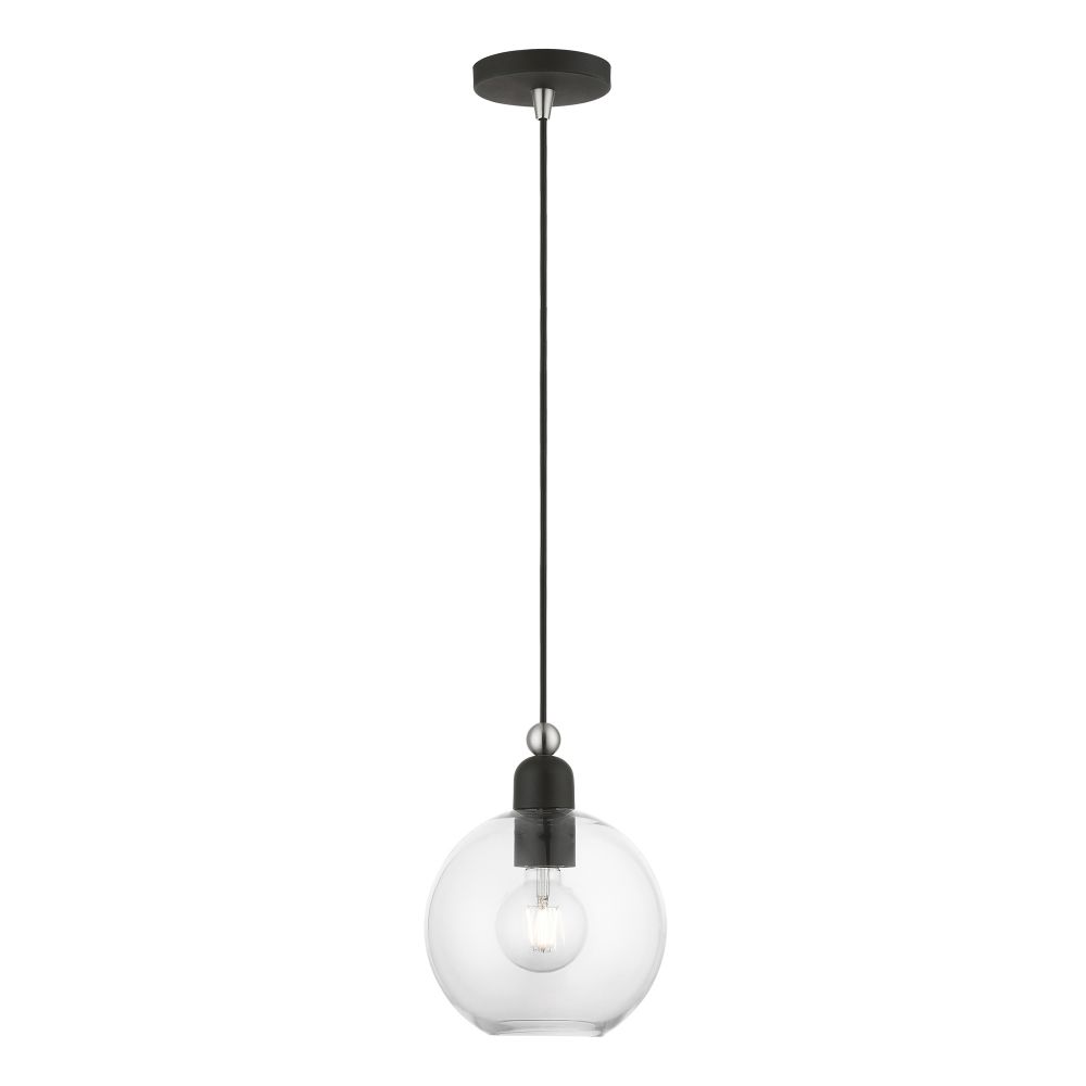 Livex Lighting 48972-04 1 Light Black with Brushed Nickel Accents Sphere Pendant