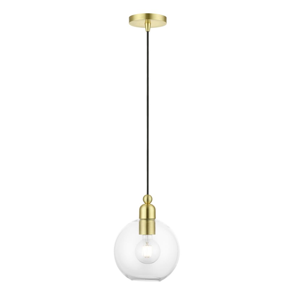 Livex Lighting 48972-12 1 Light Satin Brass Sphere Pendant