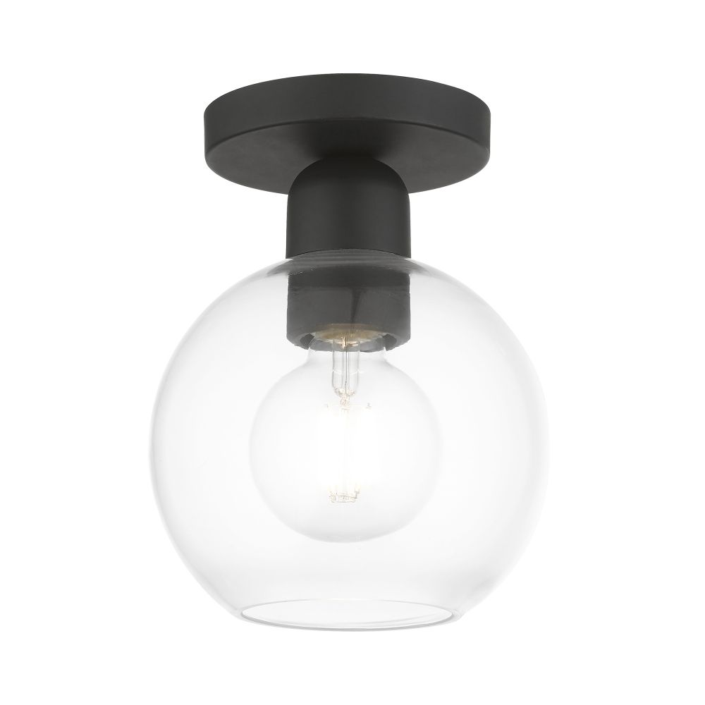 Livex Lighting 48977-04 1 Light Black Sphere Semi-Flush