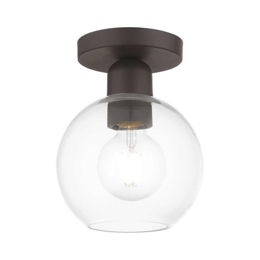 Livex Lighting 48977-07 1 Light Bronze Sphere Semi-Flush