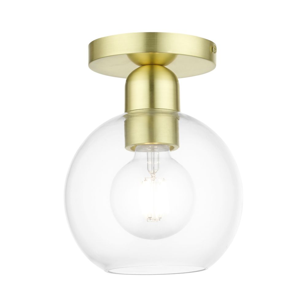 Livex Lighting 48977-12 1 Light Satin Brass Sphere Semi-Flush