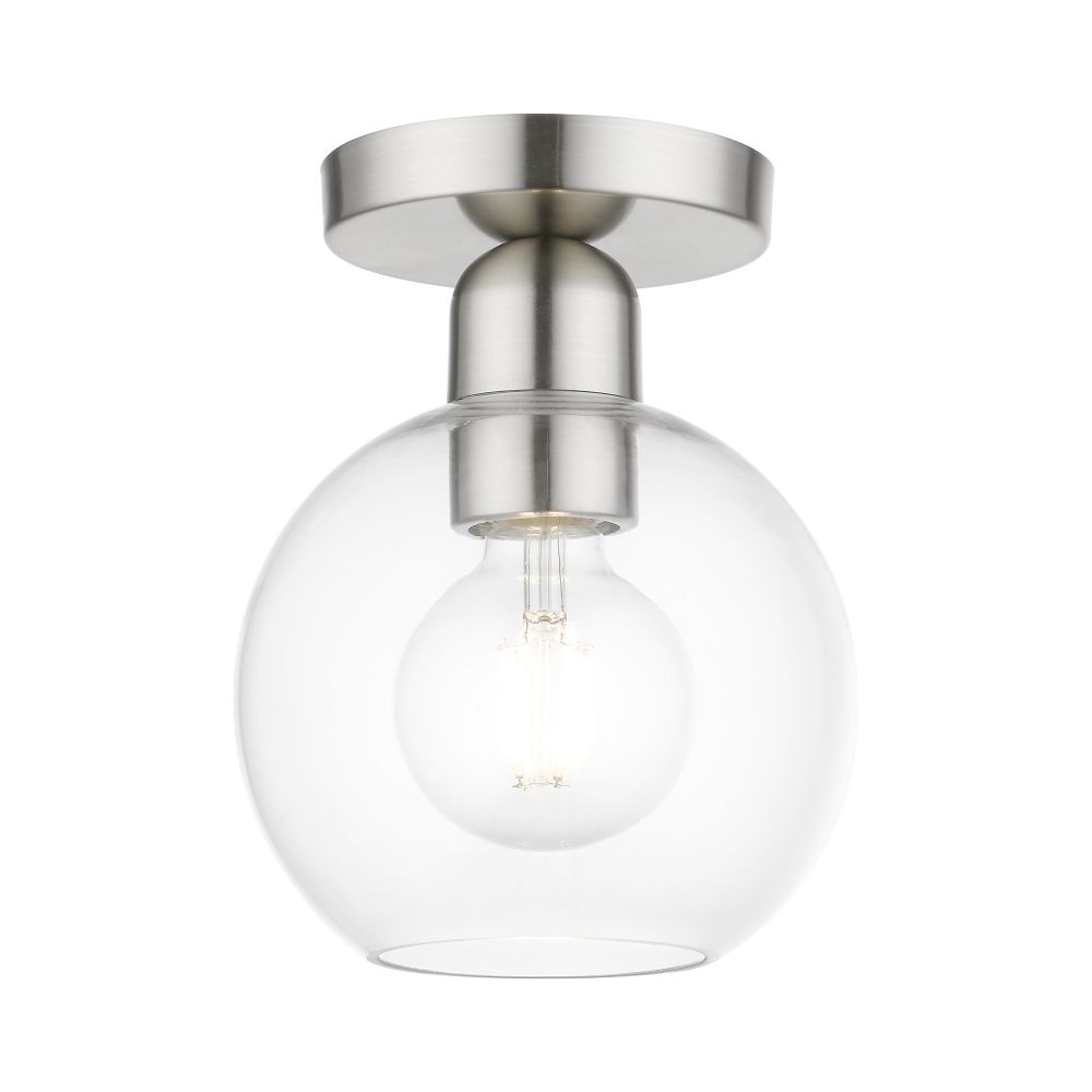 Livex Lighting 48977-91 1 Light Brushed Nickel Sphere Semi-Flush