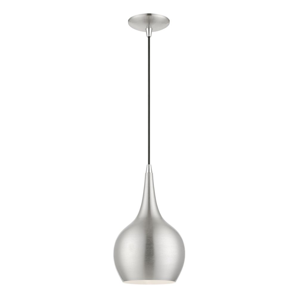 Livex Lighting 49016-91 1 Light Brushed Nickel with Polished Chrome Accents Mini Pendant