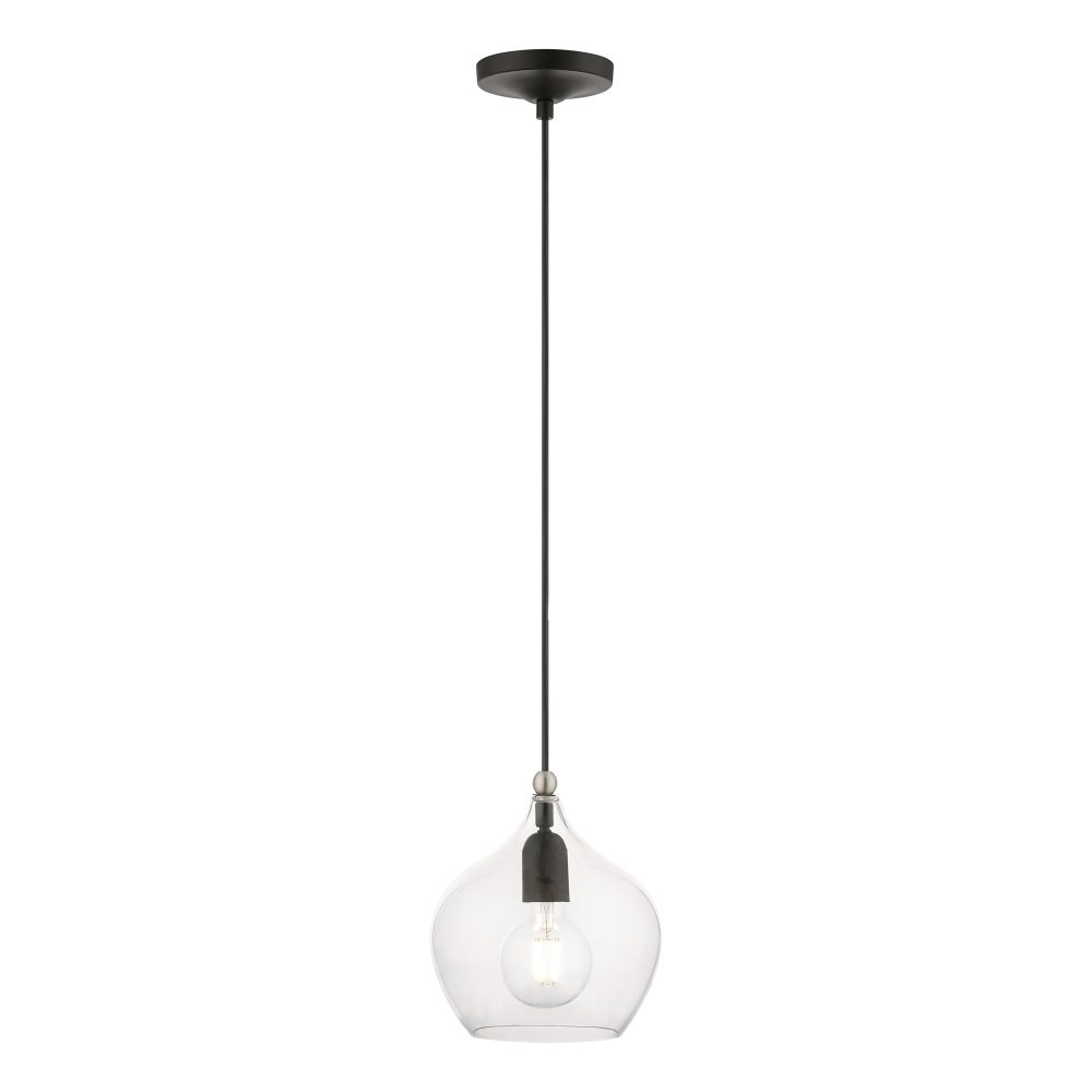 Livex Lighting 49088-04 1 Light Black with Brushed Nickel Accent Pendant
