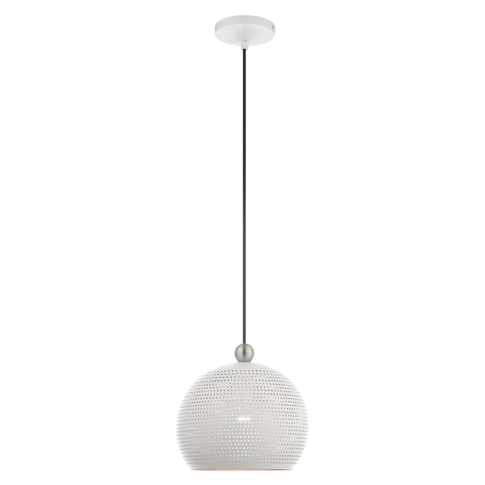 Livex Lighting 49100-03 Dublin Pendant in White with Brushed Nickel Accents