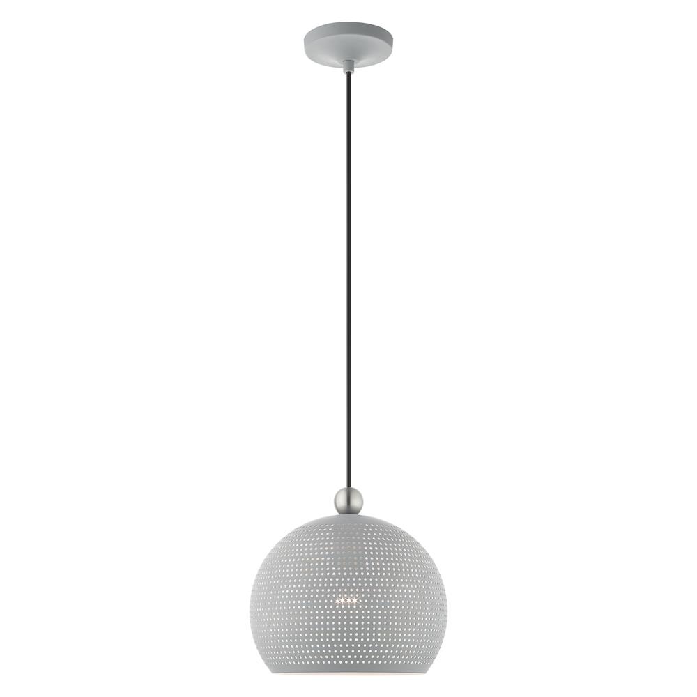 Livex Lighting 49100-80 Dublin Pendant in Nordic Gray with Brushed Nickel Accents