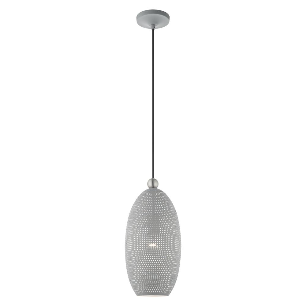Livex Lighting 49101-80 Dublin Pendant in Nordic Gray with Brushed Nickel Accents