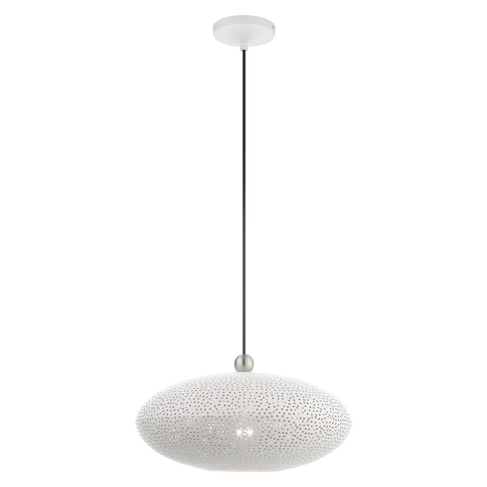 Livex Lighting 49102-03 Dublin Pendant in White with Brushed Nickel Accents