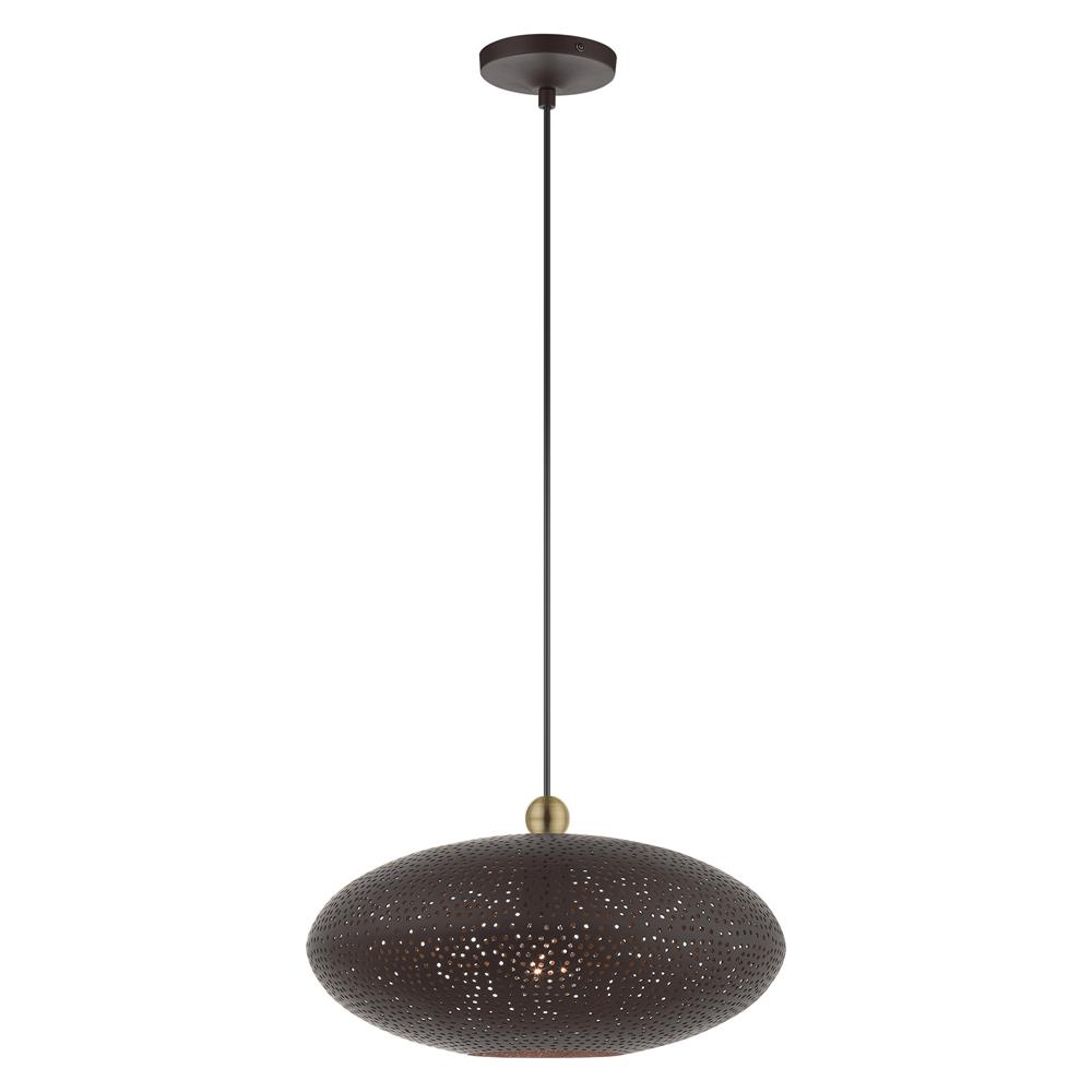 Livex Lighting 49102-07 Dublin Pendant in Bronze with Antique Brass Accents