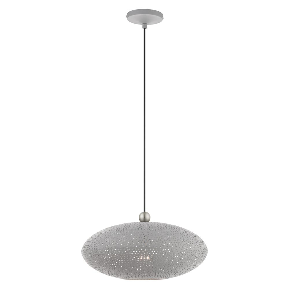Livex Lighting 49102-80 Dublin Pendant in Nordic Gray with Brushed Nickel Accents