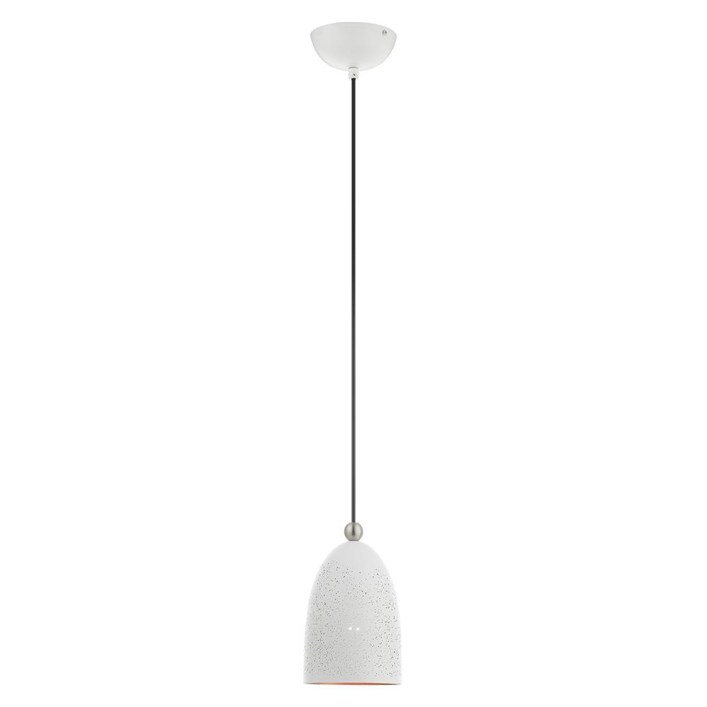 Livex Lighting 49107-03 Arlington Pendant in White with Brushed Nickel Accents