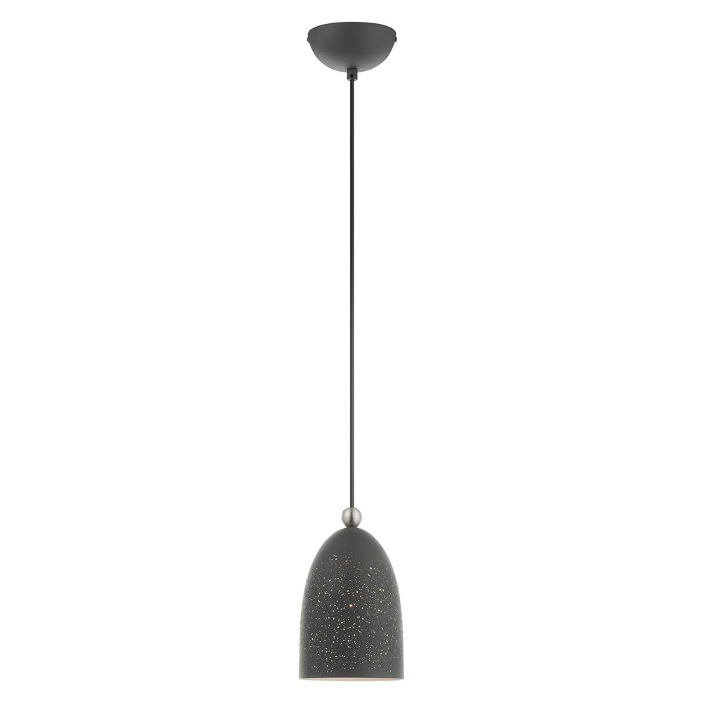 Livex Lighting 49107-76 Arlington Pendant in Scandinavian Gray with Brushed Nickel Accents