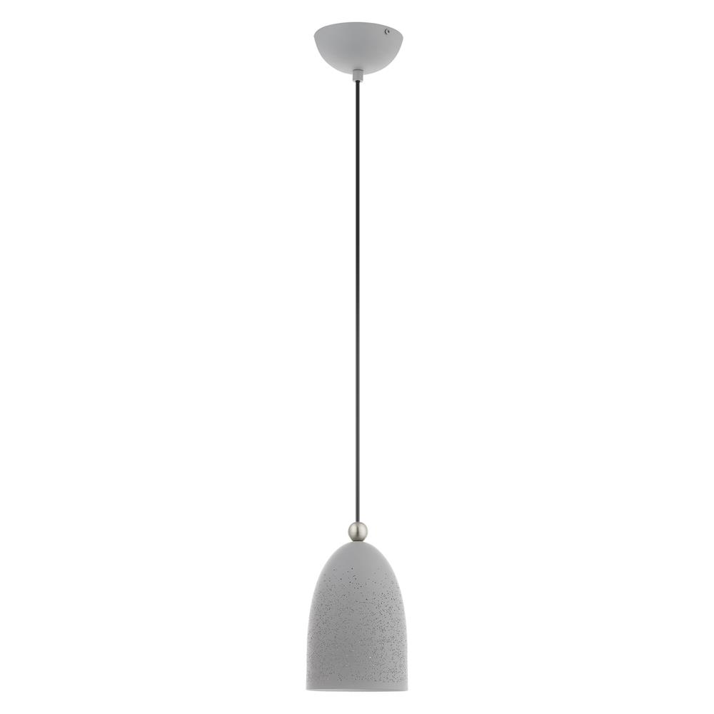 Livex Lighting 49107-80 Arlington Pendant in Nordic Gray with Brushed Nickel Accents