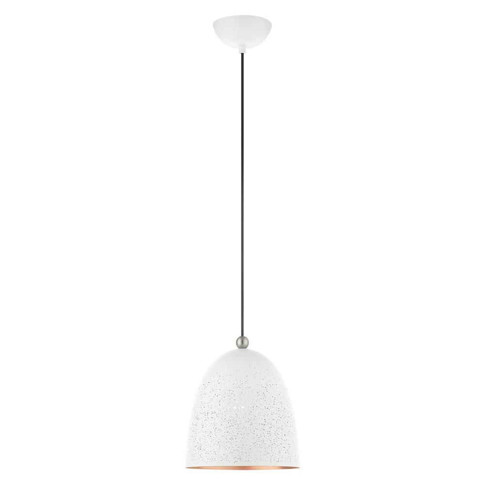Livex Lighting 49108-03 Arlington Pendant in White with Brushed Nickel Accents