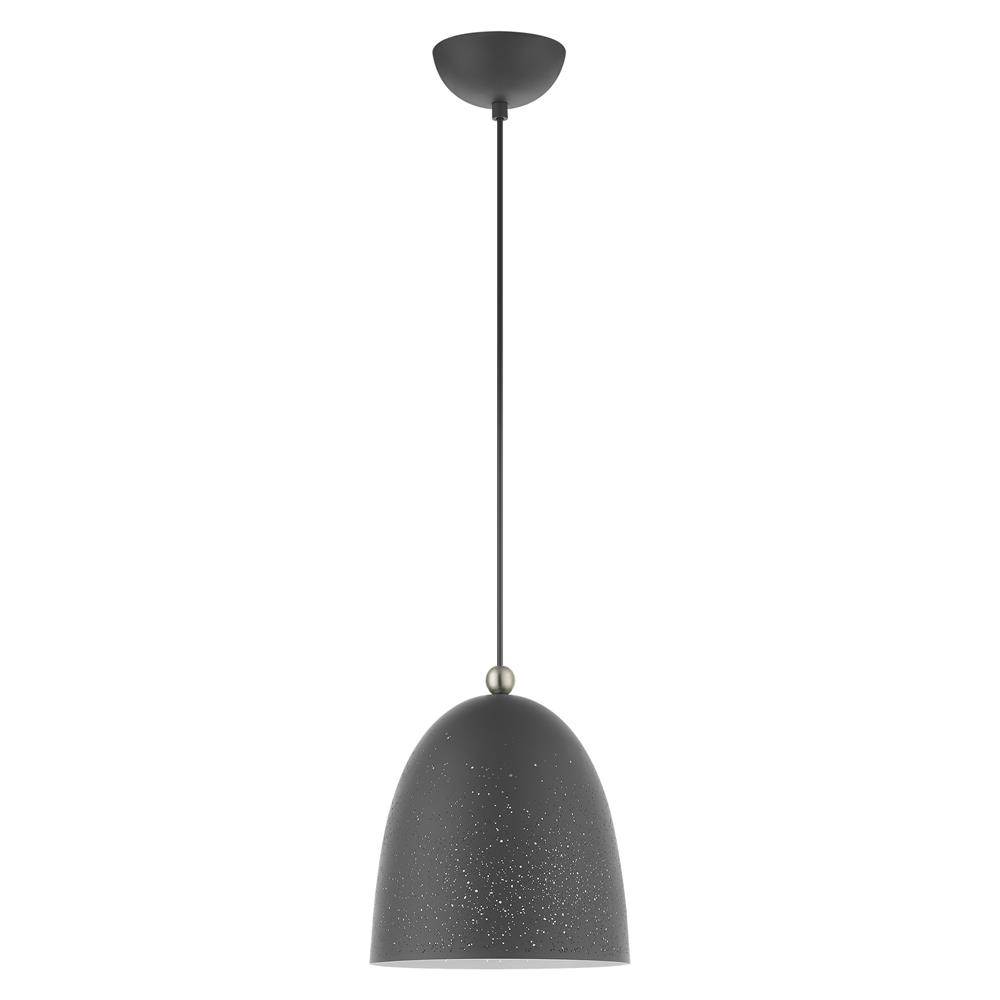 Livex Lighting 49108-76 Arlington Pendant in Scandinavian Gray with Brushed Nickel Accents