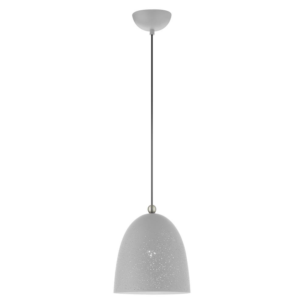 Livex Lighting 49108-80 Arlington Pendant in Nordic Gray with Brushed Nickel Accents